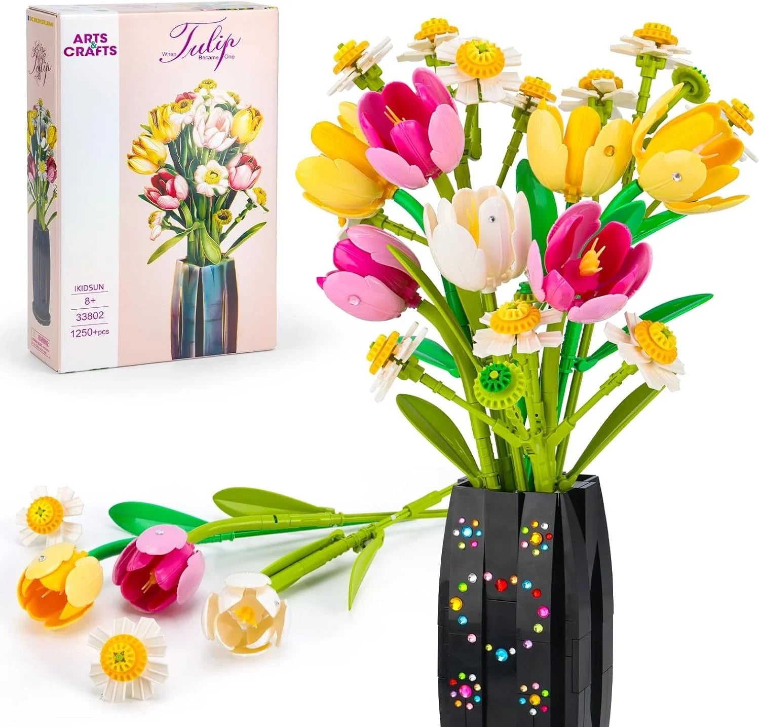 Flower Bouquet Building Set, 1250pcs Creative DIY Plant Bouquet Decoration