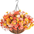 Artificial Fall Flowers Fake Hanging Plants Flowers Basket for Outdoors Autumn D