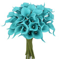 24 Pcs Teal Flowers Artificial Calla Lily Flower Fake Silk Flowers Real Touch...