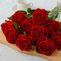 20Pcs Red Silk Roses Artificial Flowers Realistic Bouquet Home Decor Wedding