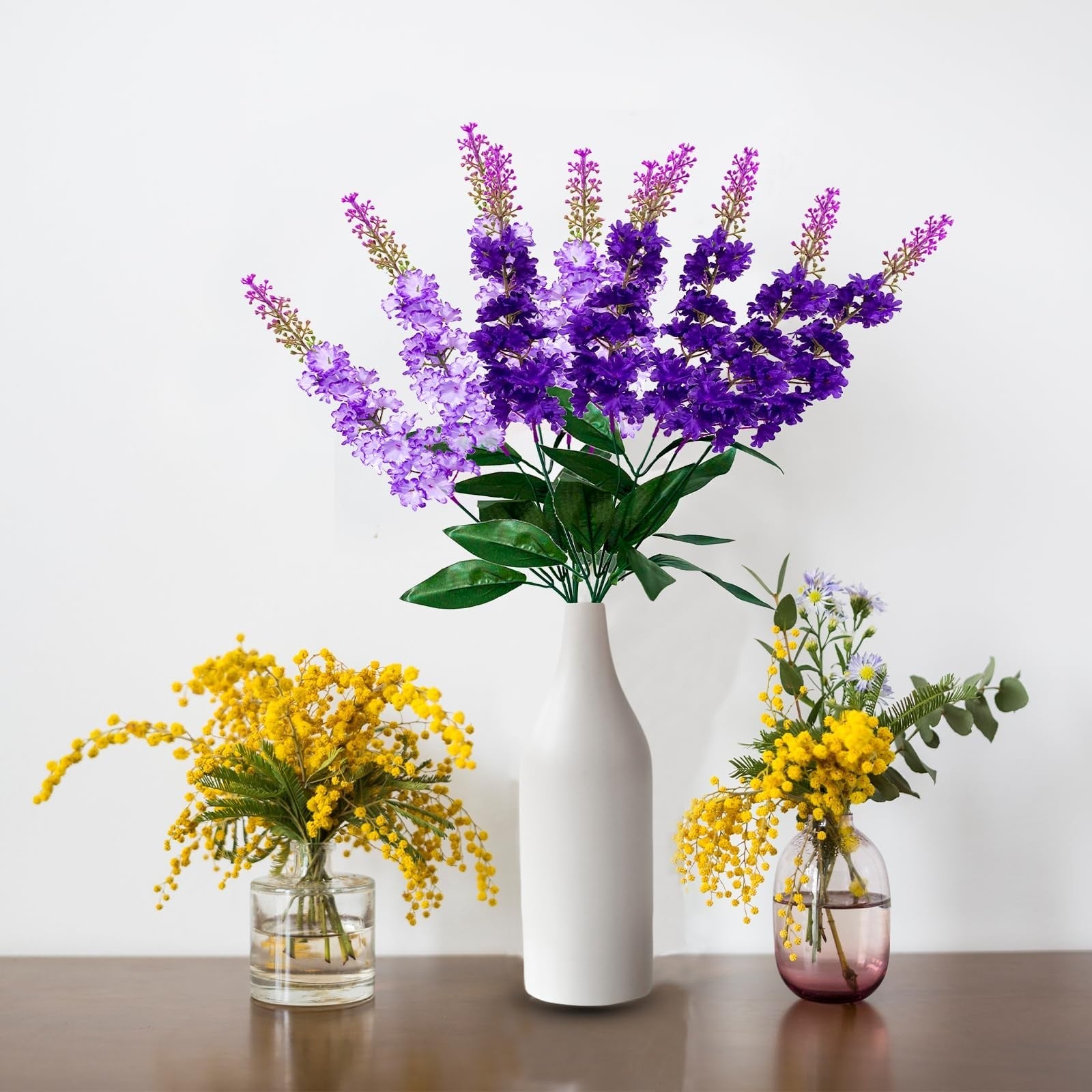 Artificial Flowers Faux Stems 2 5Branch Delphinium 24"Long Light Dark Purple